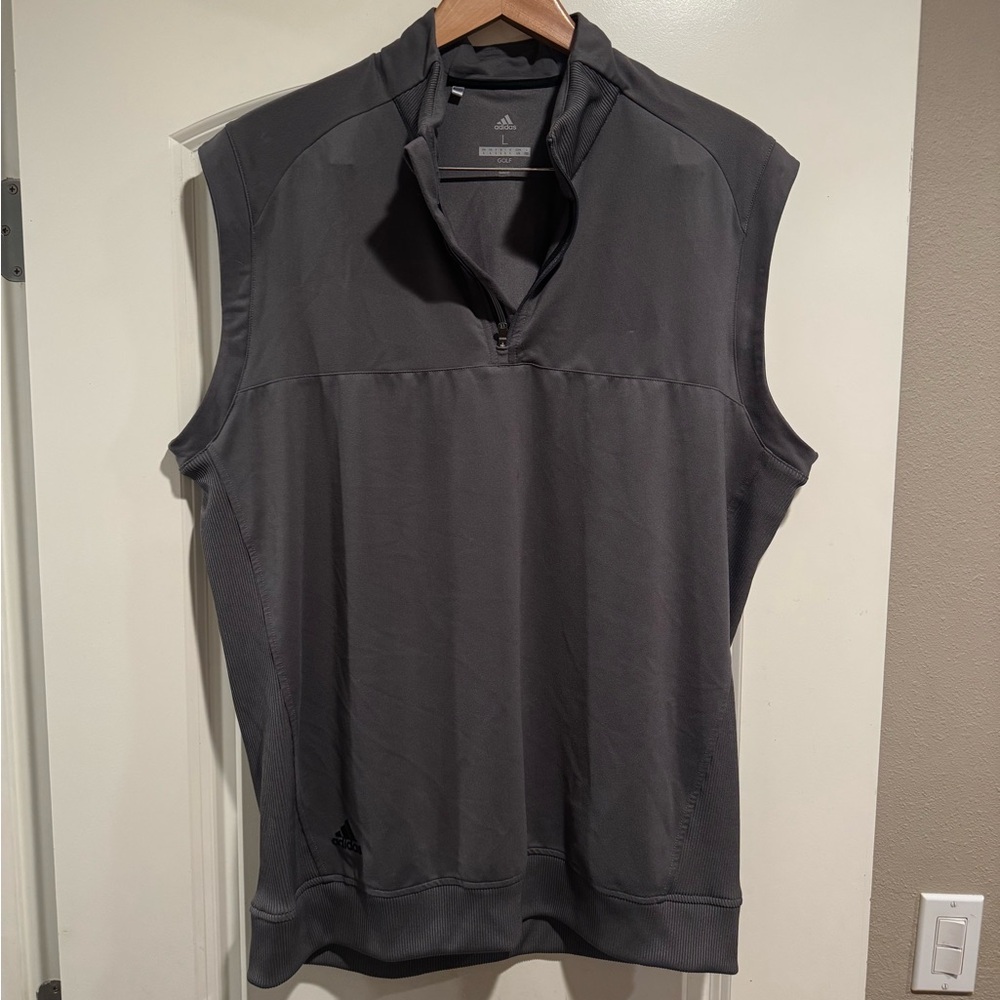 Adidas Men's Gray golf vest Shirt - quarter zip size L large